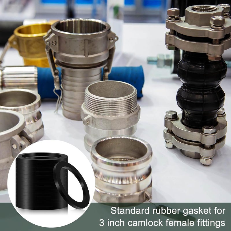 Fabbay 30 Pack 3" Camlock Gasket Fitting Cam Lock Hose Seal for Female Coupler Cam Groove Replacement Rubber Washer Black Rubber Gasket Ring Large Replacement Strainer for Pool Plunger Valves - Image 4